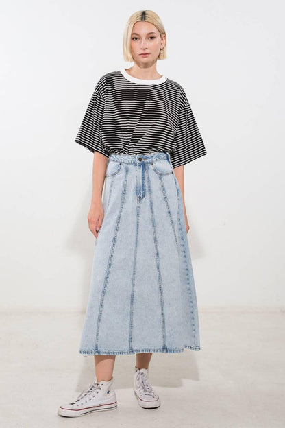 Urban Cowgirl Denim Midi Skirt