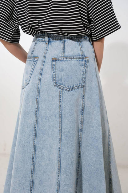 Urban Cowgirl Denim Midi Skirt