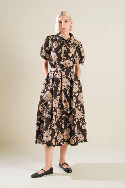Posh Presence Woven Midi Skirt