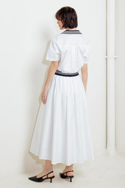 Coastal Collar Woven Midi Skirt