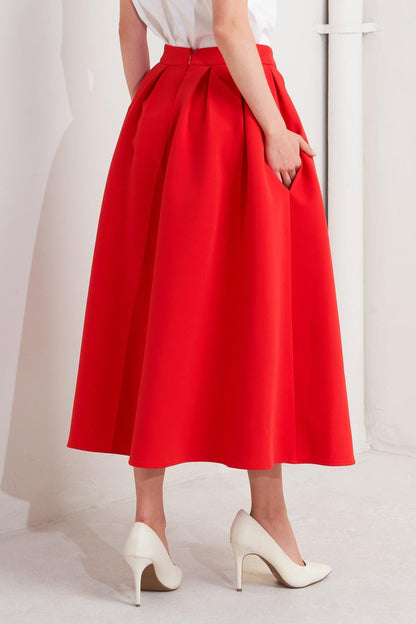 Strawberry Pop Woven Full Midi Skirt