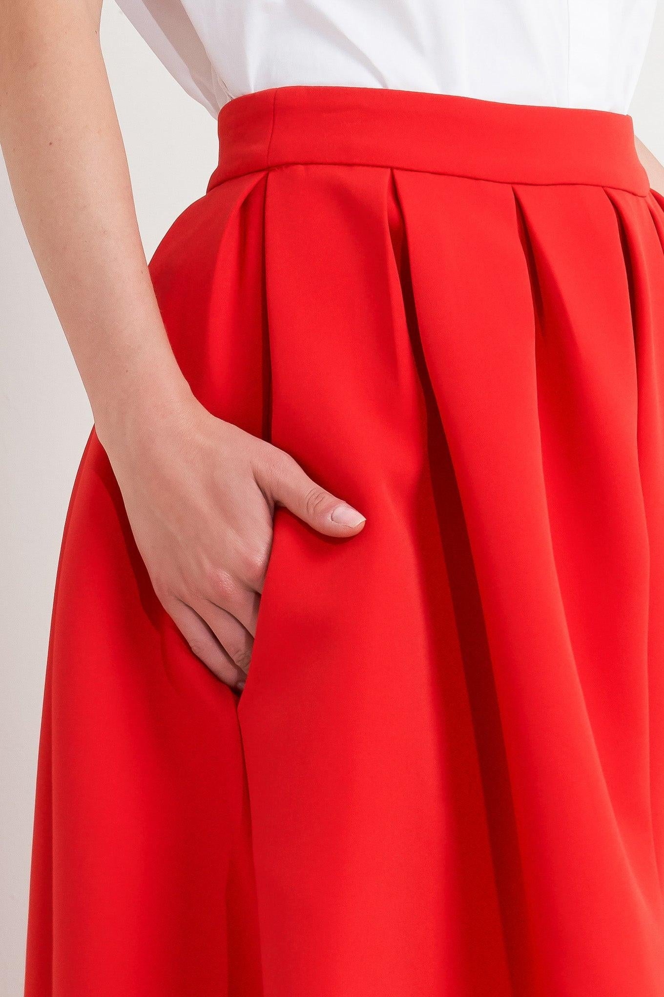 Strawberry Pop Woven Full Midi Skirt