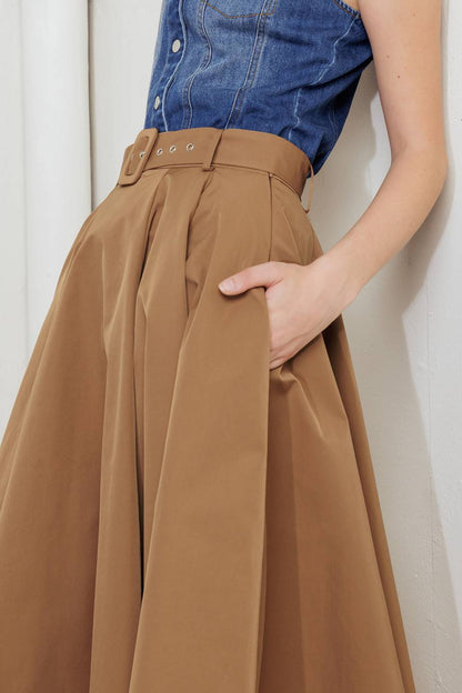 Rouge Allure Woven Full Midi Skirt