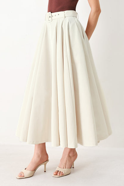 Rouge Allure Woven Full Midi Skirt