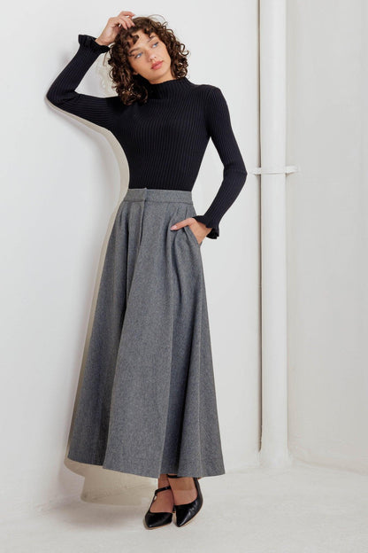 Timeless Look Woven Midi Circle Skirt