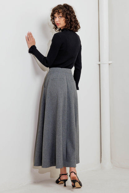 Timeless Look Woven Midi Circle Skirt