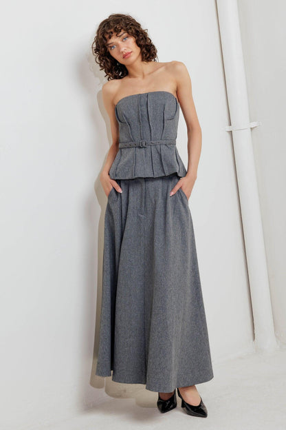 Timeless Look Woven Midi Circle Skirt