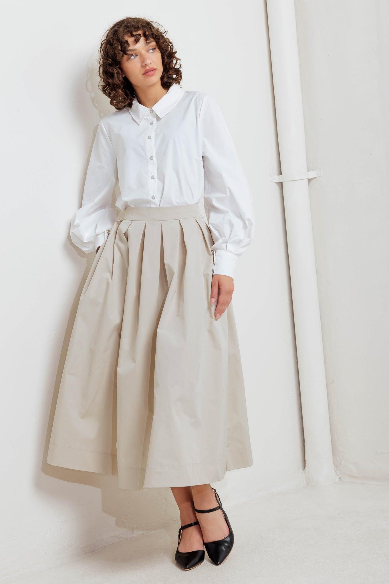 Soft Poem Woven Full Midi Skirt