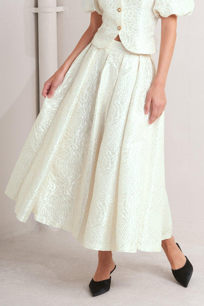 Rosé Texture Woven Full Midi Skirt
