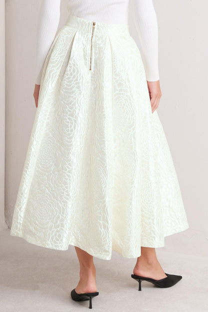 Rosé Texture Woven Full Midi Skirt