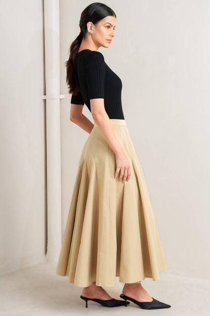 Pale Frame Woven Taupe Circle Skirt