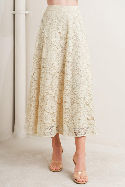 Purely Romantic Woven Lace Midi Skirt