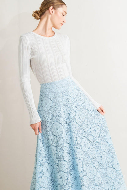 Purely Romantic Woven Lace Midi Skirt