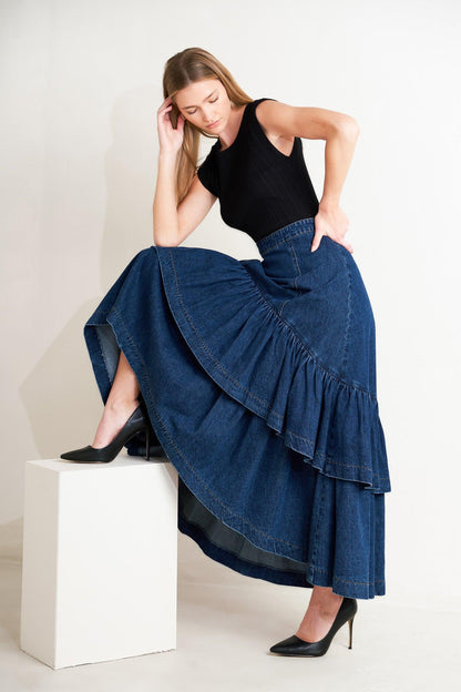 Sunday Stroll Denim Maxi Skirt