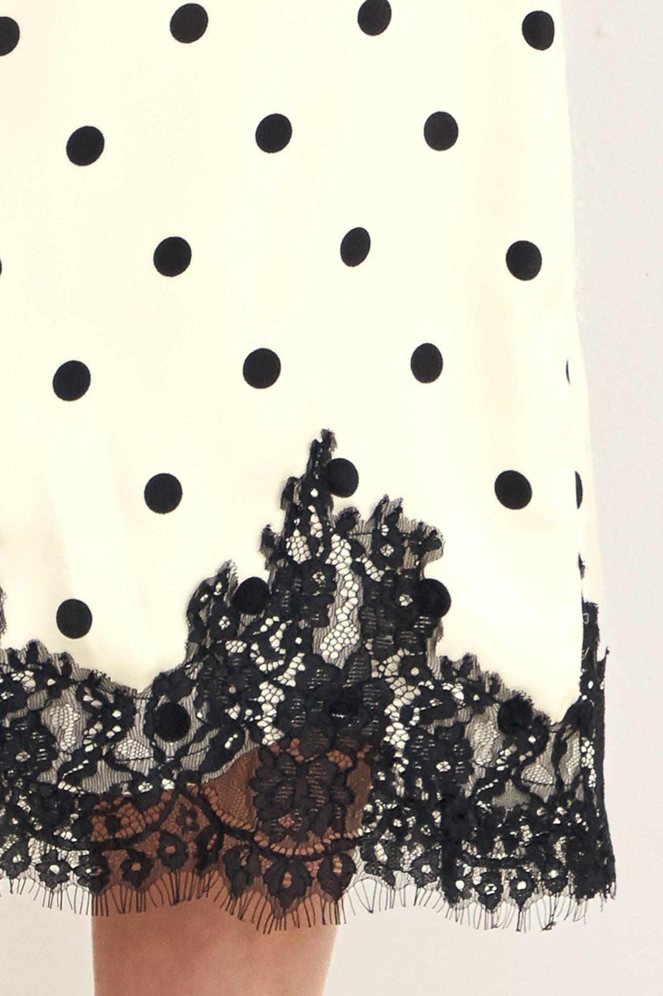 Paris Polka Woven Midi Pencil Skirt