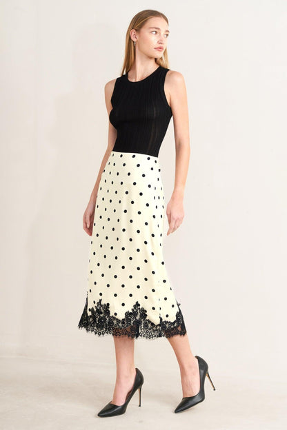 Paris Polka Woven Midi Pencil Skirt