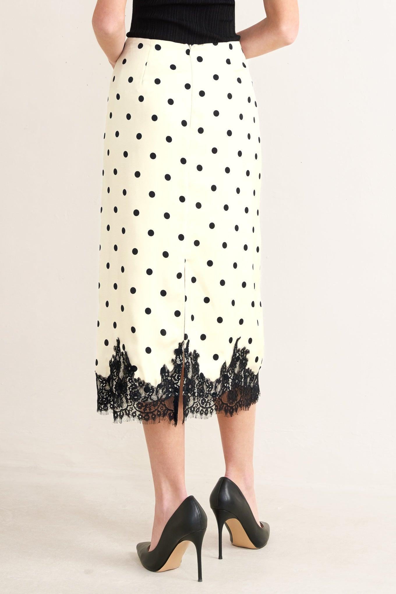 Paris Polka Woven Midi Pencil Skirt