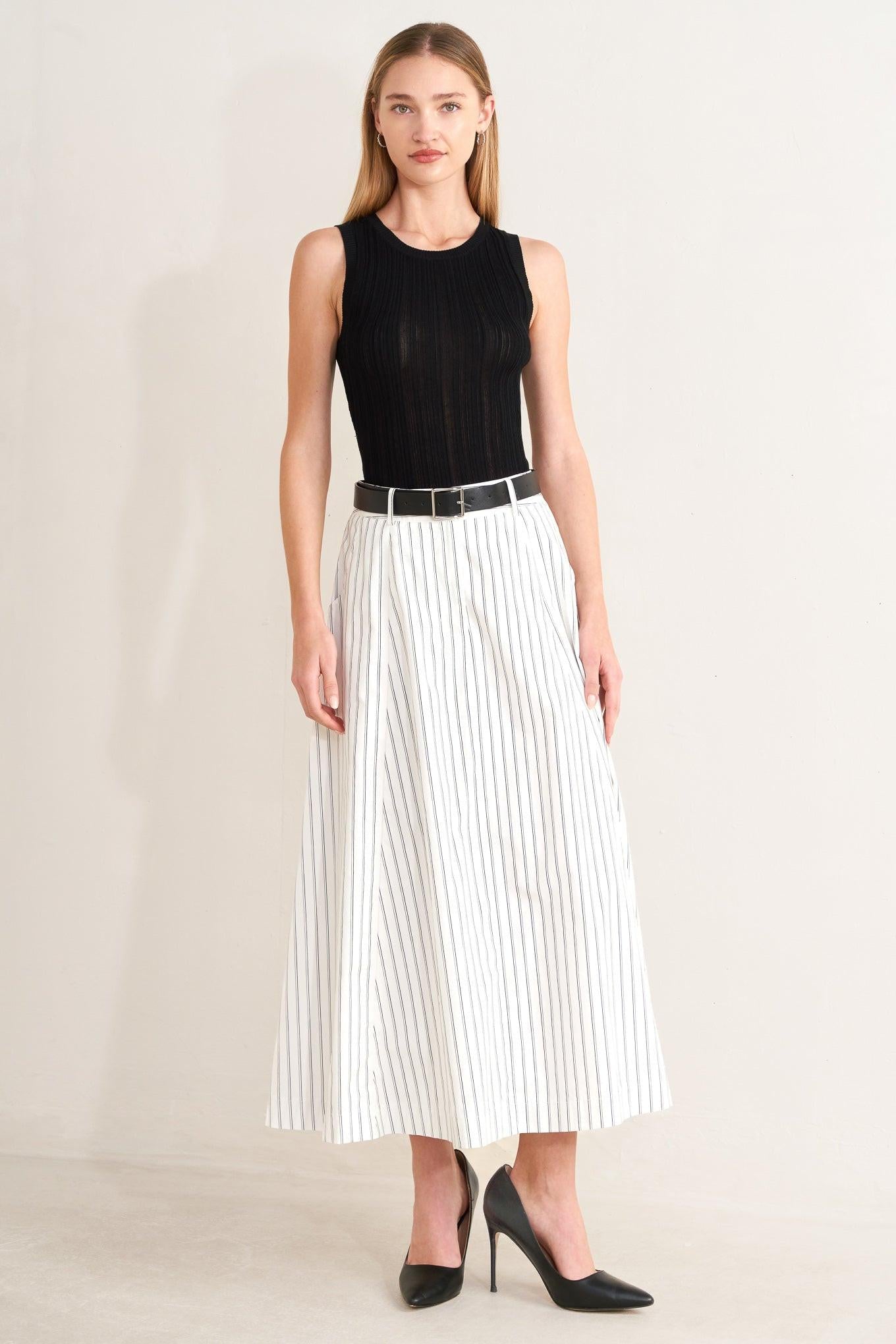 Uptown Stripe Woven Mdi Circle Skirt