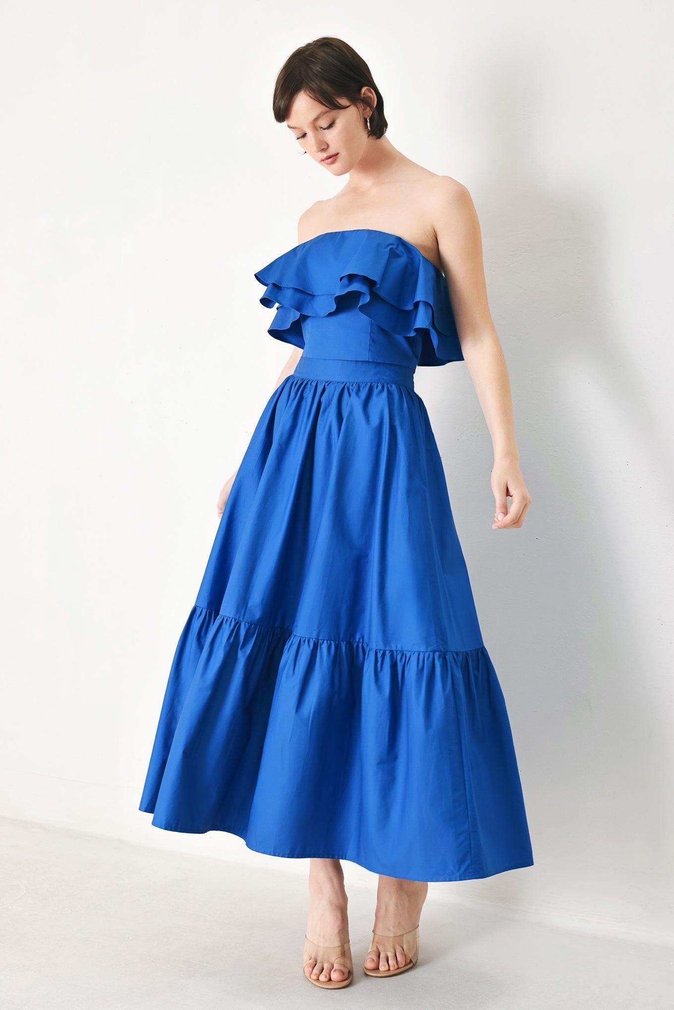 Royal Flow Woven Midi Skirt