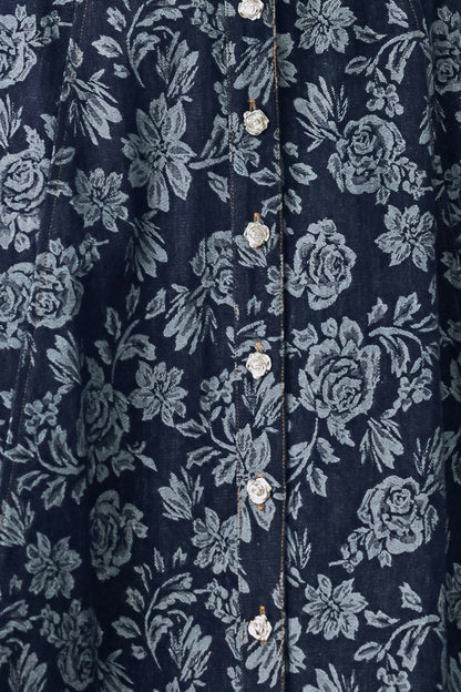 Rosette Floral Woven Jacquard Full Skirt