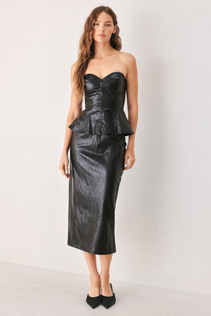 Port Wine High-rise Faux Leather Skirt