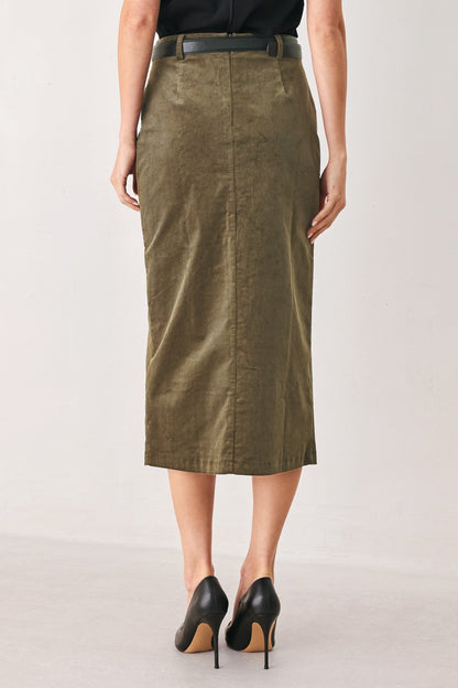 Fernwood Buckle-belt Midi Skirt