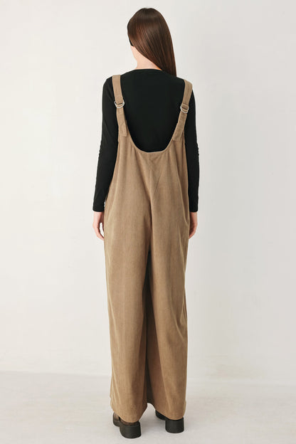 Caramel Slouchy Corduroy Jumpsuit