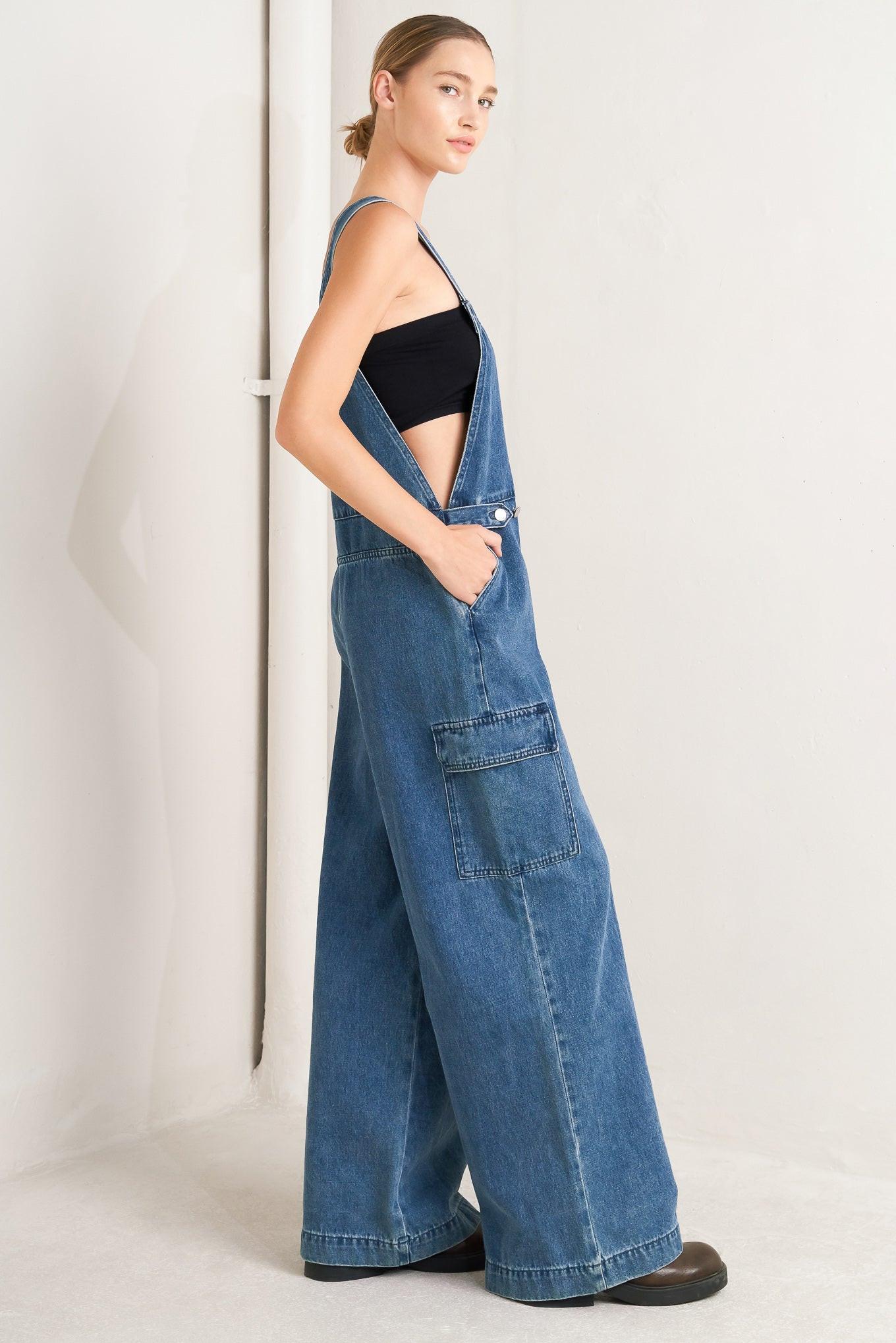 Let Me Talk Denim Cargo Pants