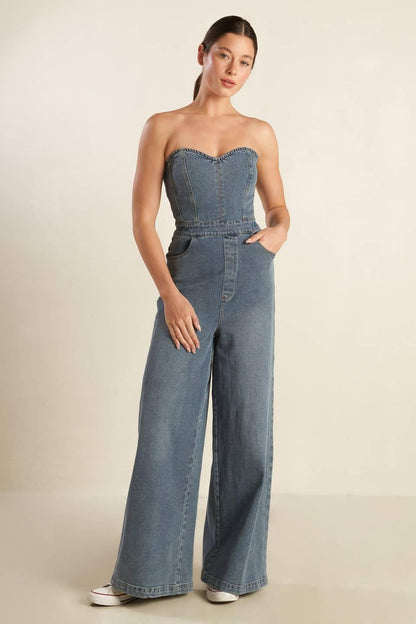 Look What We Started Denim Junpsuit