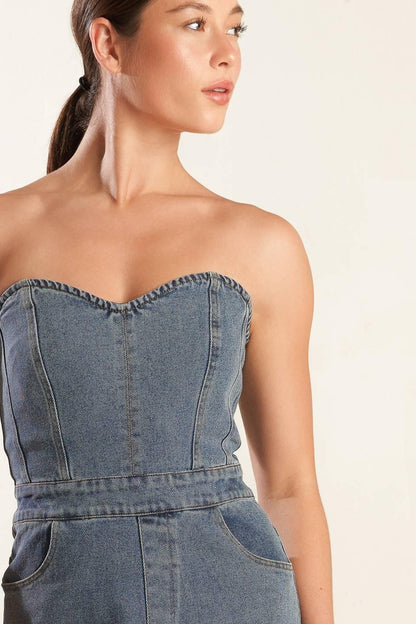 Look What We Started Denim Junpsuit