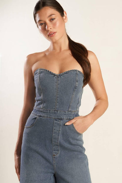 Look What We Started Denim Junpsuit