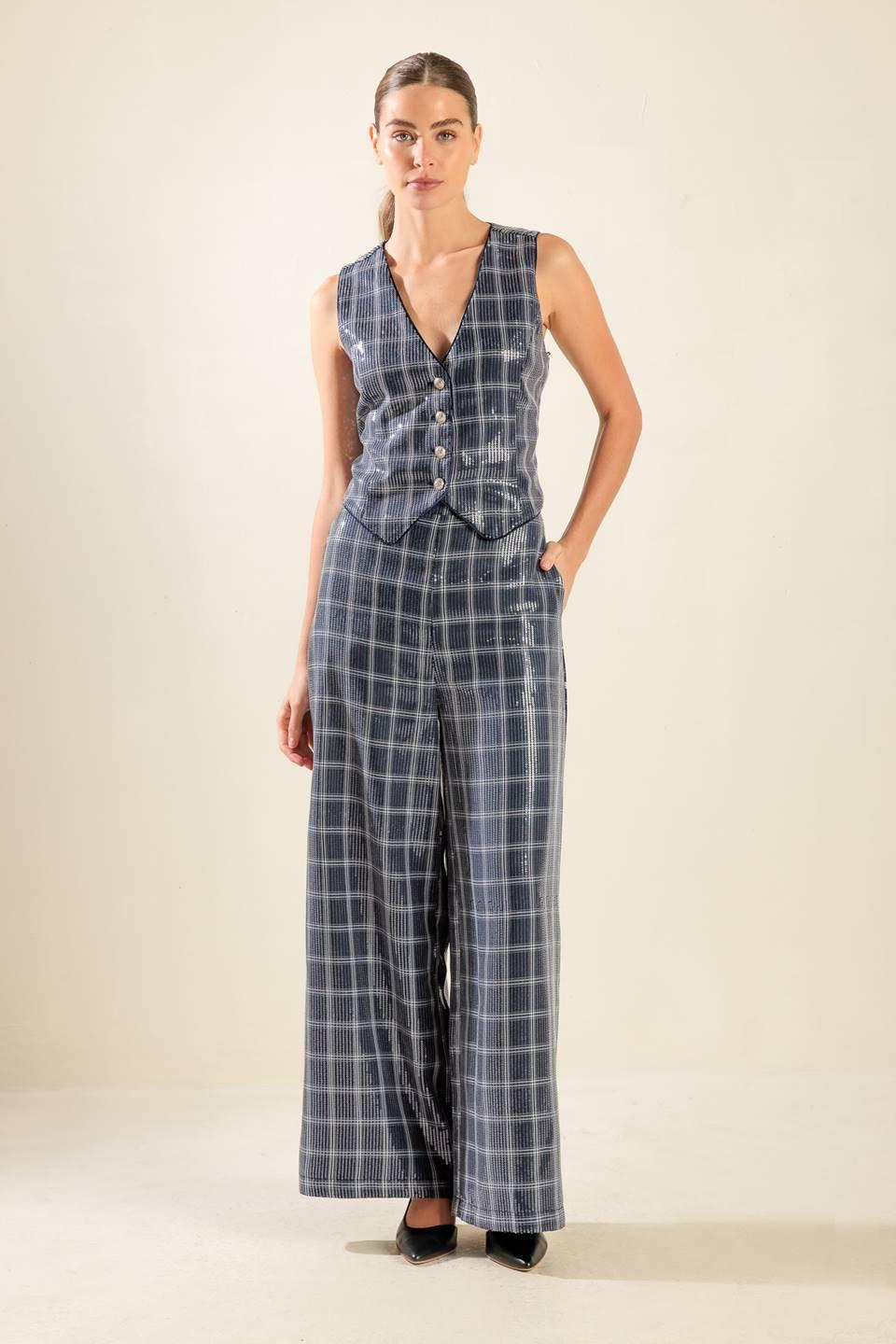 Traveling Far Navy Sequin Pants