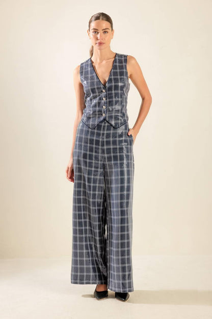 Traveling Far Navy Sequin Pants