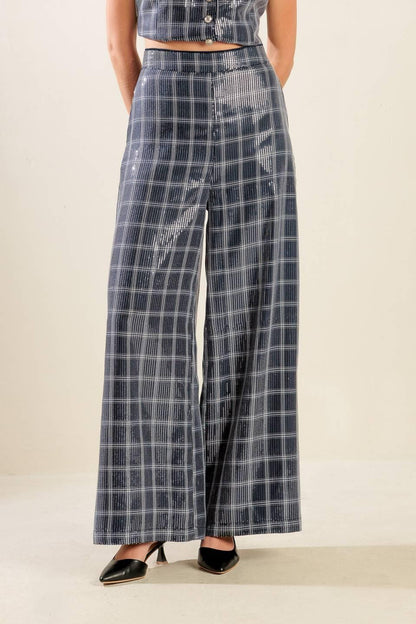 Traveling Far Navy Sequin Pants