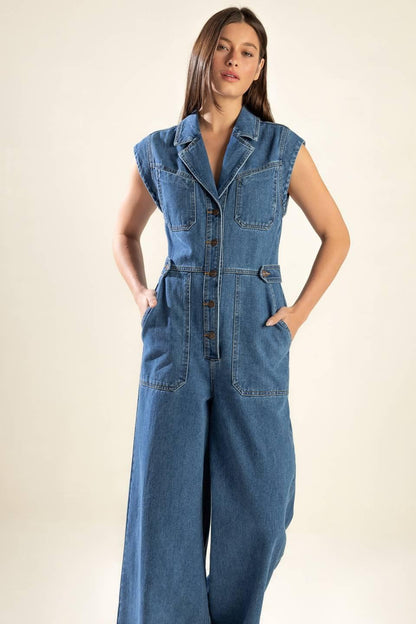 Over You Again Denim Jumpsuit