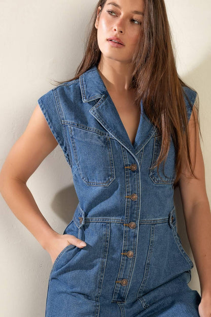 Over You Again Denim Jumpsuit
