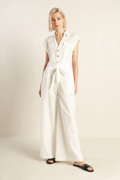 Know Better Woven Eyelet Jumpsuit