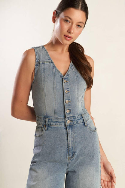 Walk With Me Denim Jumpsuit