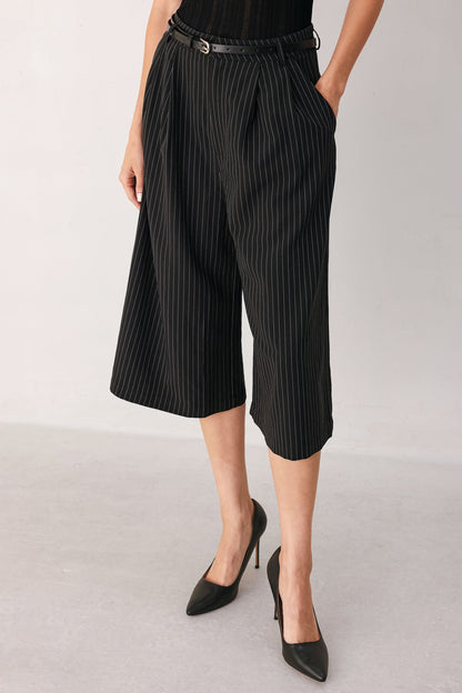 Park Avenue Pinstripe Woven Culotte Pants