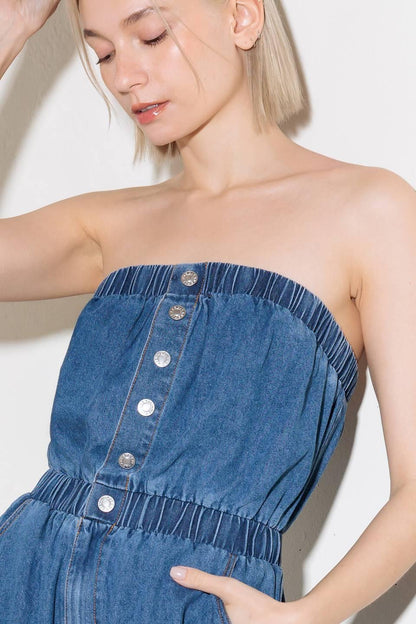 Gracefully Wrapped Medium Denim Romper