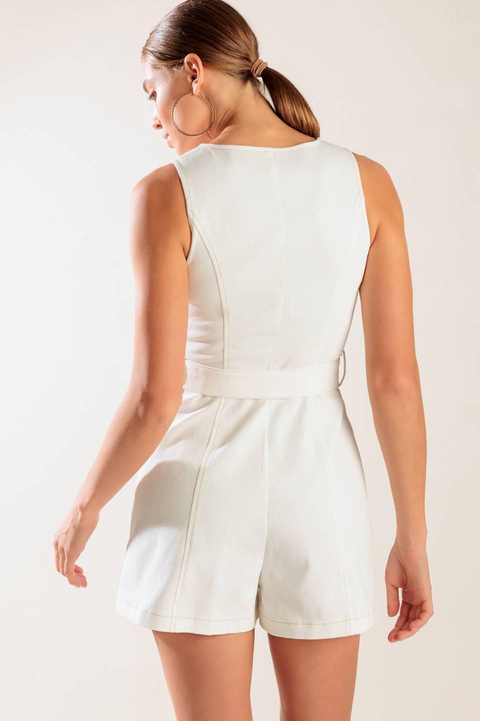 Take the Lead White Woven Romper