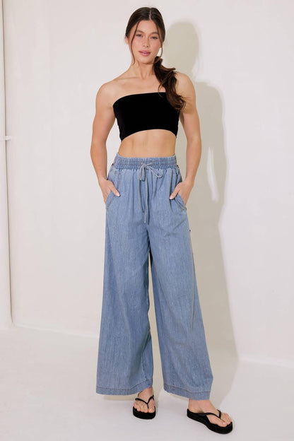 Riverside Sips Light Indigo Chambray Pants