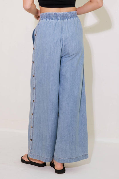 Riverside Sips Light Indigo Chambray Pants