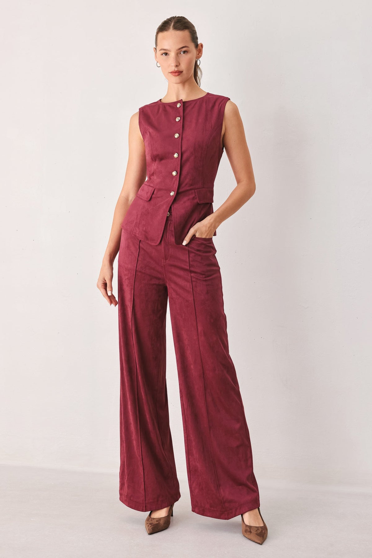 Midnight Mesa Style Faux Suede Pants