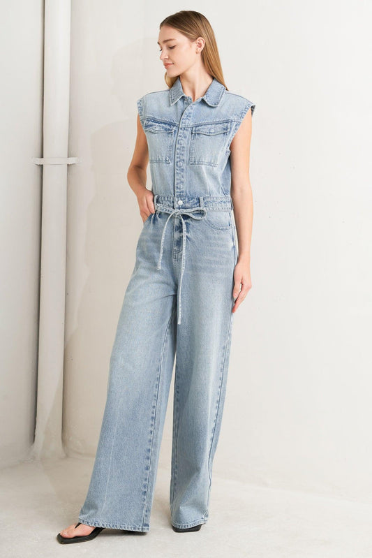 On My Way Denim Jumpsuit