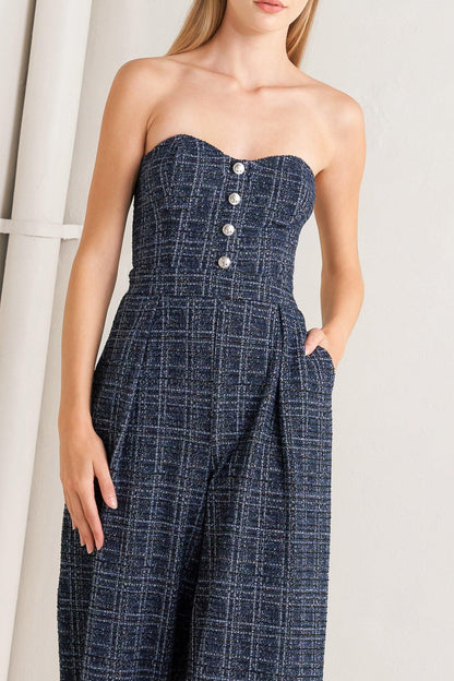 Elegant Party Tweed Jumpsuit