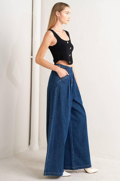Sharp Femininity Denim Pants