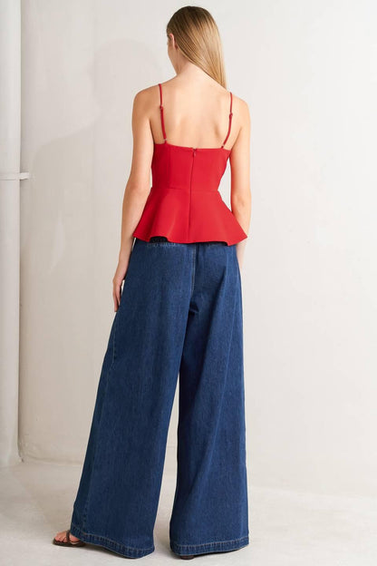 Sharp Femininity Denim Pants