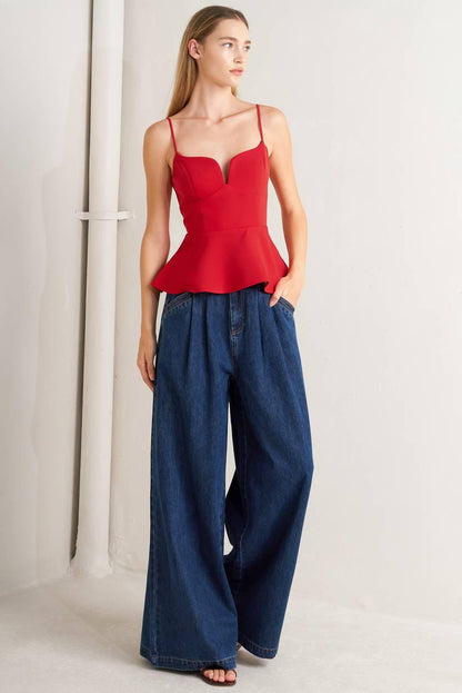 Sharp Femininity Denim Pants