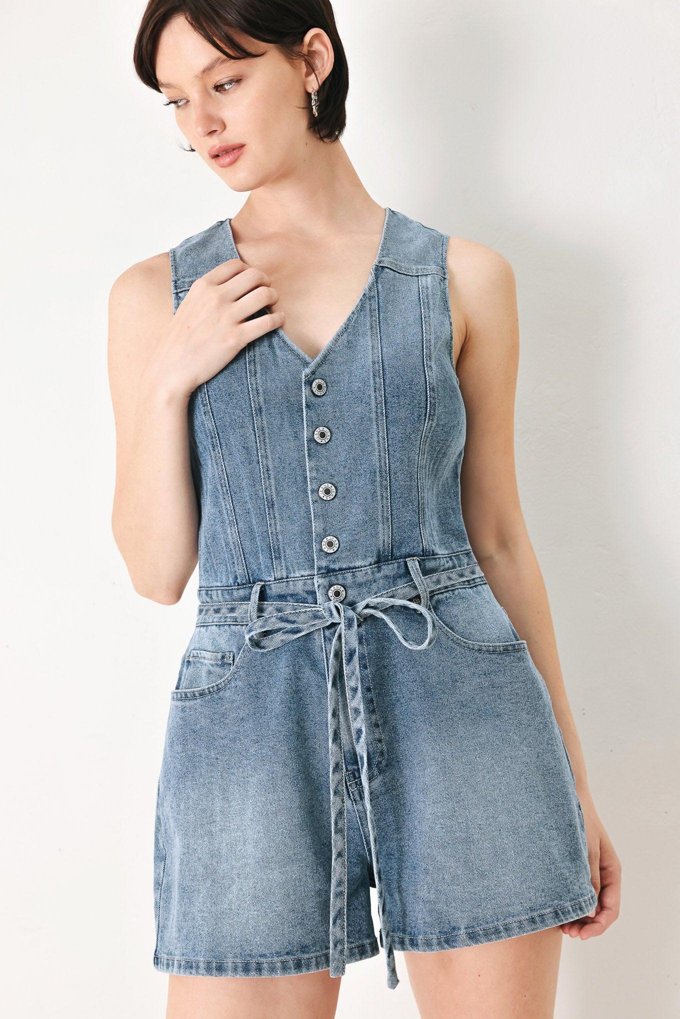 Relaxed Chic Denim Romper